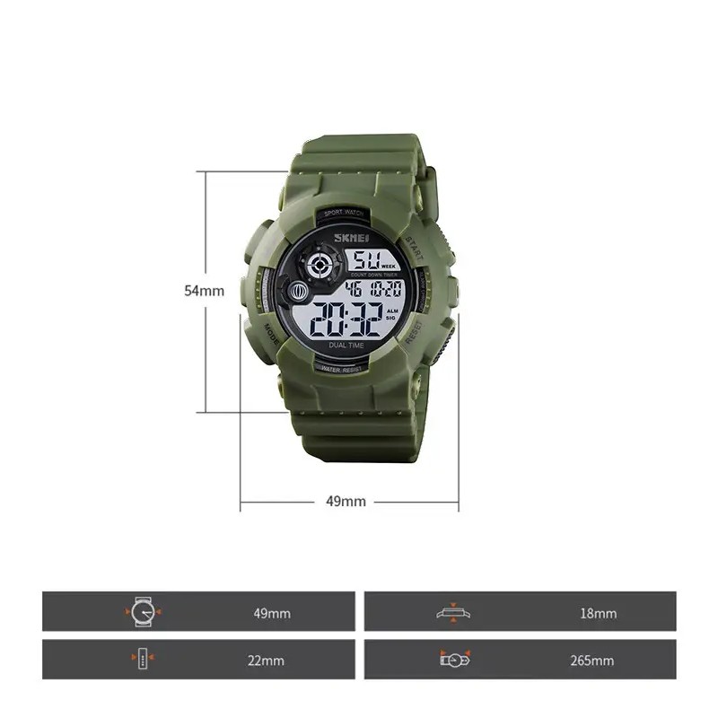 Чоловічий наручний спортивний годинник Skmei 1583 Зелений