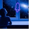 Настінний неоновий світильник нічник Ракета синя Angel