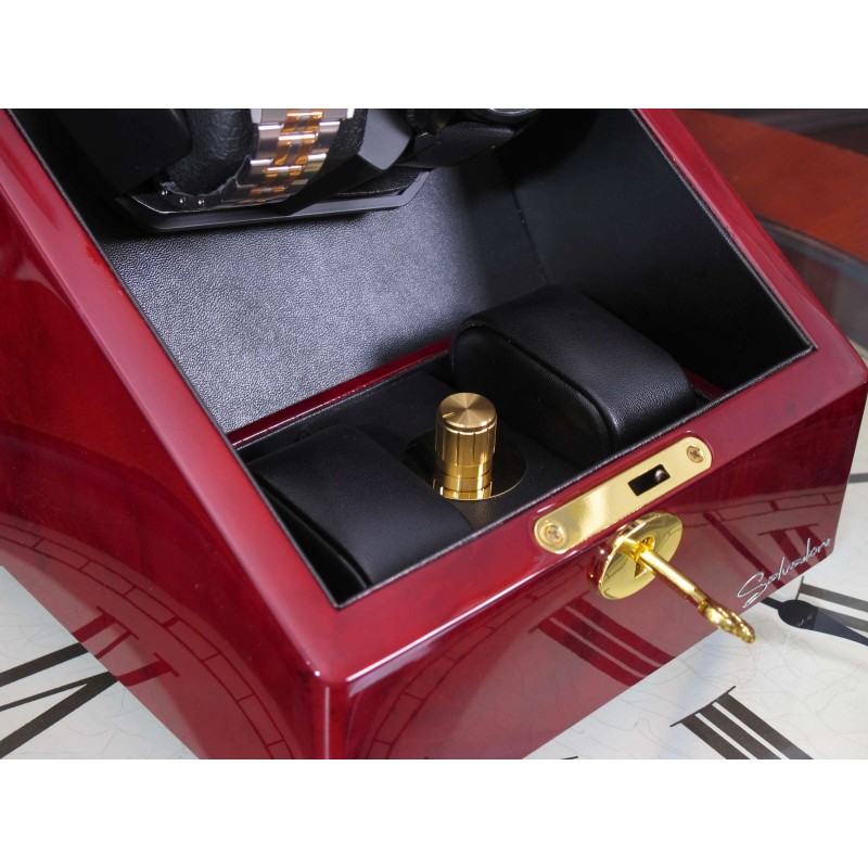 Шкатулка Salvadore для підзаводу 2 годинників 098/TP/2/DF 1x2 Бордовий