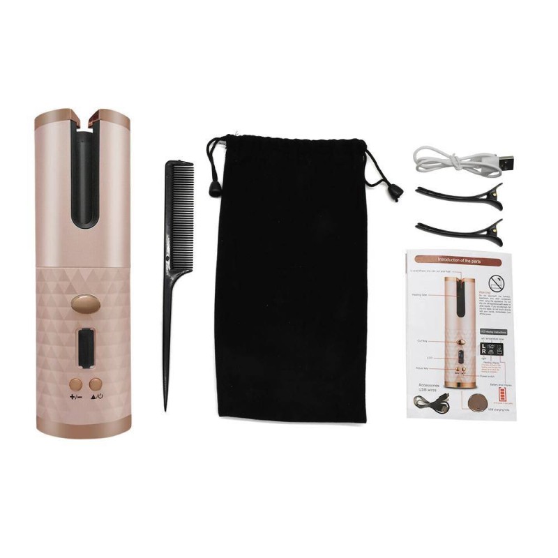 Бездротова автоматична плойка UKC Hair Curler, що обертається, з акумулятором 5200мАч Рожевий