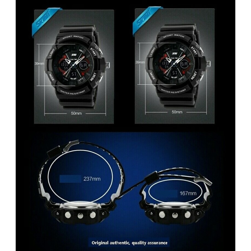 Чоловічий спортивний годинник Skmei 0966 Чорний (1566645404)