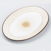 Блюдо керамічне овальне TS Kitchen 33*24,5 см в стилі ретро білий (HP23389)