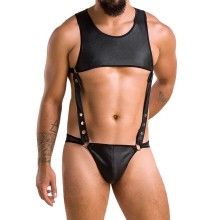 Чоловіче шкіряне боді Passion 056 Adam XXL/XXXL Black, заклепки