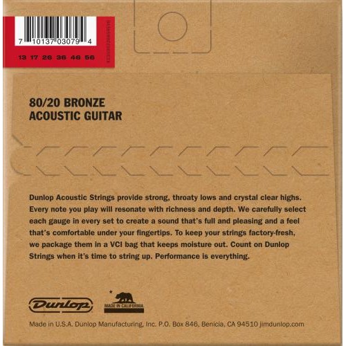 Струни для акустичної гітари 6 шт Dunlop DAB1356 Acoustic Bronze 80/20 Medium Guitar Strings 13/56 Струни для акустичної гітари 6 шт Dunlop DAB1356 Acoustic Bronze 80/20 Medium Guitar Strings 13/56