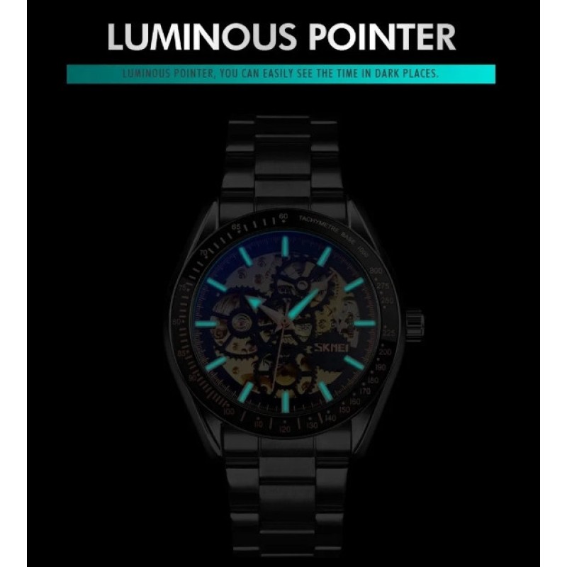 Чоловічий механічний годинник Skmei 9194 Чорний (1359882098)