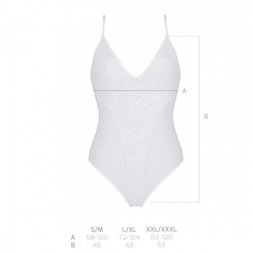 Боді з ажурним декором та відкритим кроком Ursula Body white L/XL — Passion в інтернет супермаркеті PbayMarket!