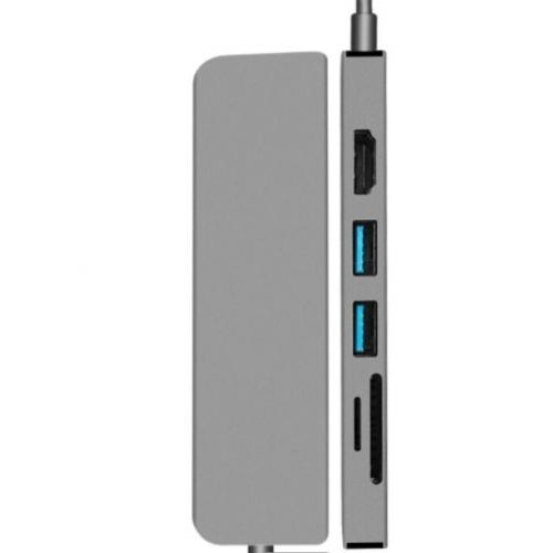 Док-станція Lucom USB Type-C-HDMI + Type-C PowerDelivery 87W 2xUSB3.0 +Cardreader Срібний(62.09.8376)