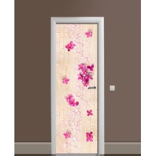 Наклейка на двері Zatarga «Рожева бузок» 650х2000 мм вінілова 3Д наклейка декор самоклеюча