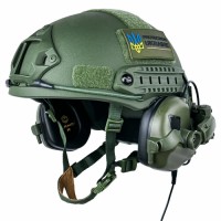 Тактичний комплект шолом FAST/навушники Earmor М31/кріплення Чебурашка M Оливковий