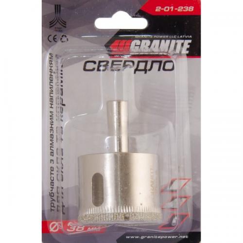 Свердло трубчасте GRANITE з алмазним напиленням для скла та плитки 38 мм 2-01-238 Свердло трубчасте GRANITE з алмазним напиленням для скла та плитки 38 мм 2-01-238