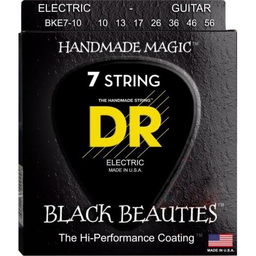 Струни для електрогітари DR BKE7-10 Black Beauties Medium K3 Coated Electric Guitar 7 Strings 10/56 Струни для електрогітари DR BKE7-10 Black Beauties Medium K3 Coated Electric Guitar 7 Strings 10/56