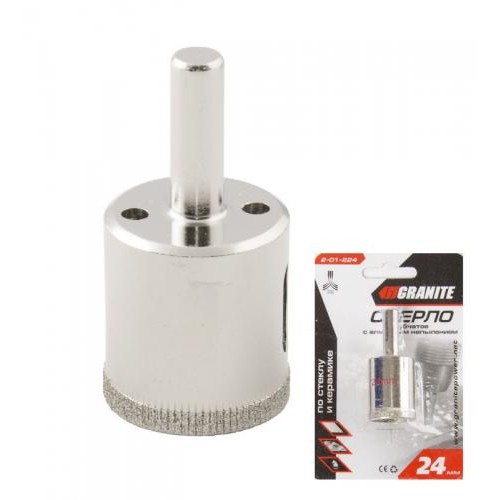 Свердло трубчасте GRANITE з алмазним напиленням для скла та плитки 24 мм 2-01-224 Свердло трубчасте GRANITE з алмазним напиленням для скла та плитки 24 мм 2-01-224