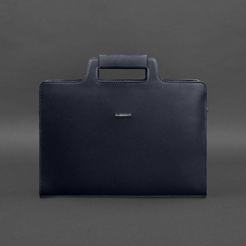 Жіноча шкіряна сумка для ноутбука та документів BlankNote 15 Dark Blue (BN-BAG-36-navy-blue)