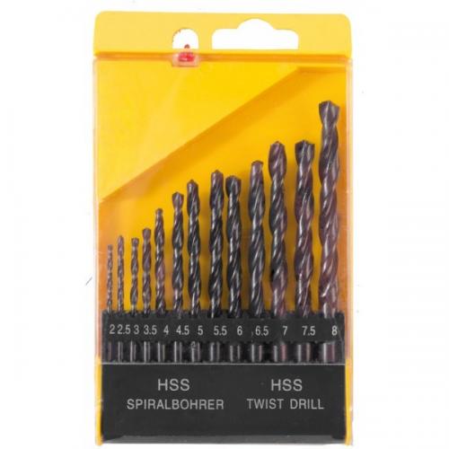 Набір свердл для металу MASTERTOOL 13 шт HSS (2-8 мм крок 0.5 мм) у пластиковій коробці чорні 11-0213 Набір свердл для металу MASTERTOOL 13 шт HSS (2-8 мм крок 0.5 мм) у пластиковій коробці чорні 11-0213