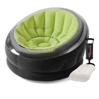 Надувне крісло Intex 68581-2, 112 х 109 х 69 см, з ручним насосом та подушкою, зелене