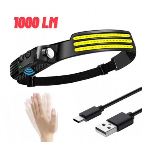 Потужний ліхтар із покращеним акумулятором SUNROZ 10W W689-3 1500 mAh 3xCOB+XPE 1000LM USB Type-C IPX4 Чорний