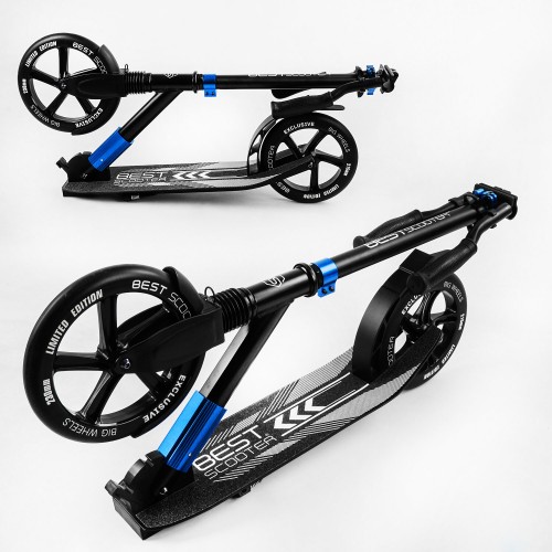 Самокат двоколісний складаний амортизатор Best Scooter PU колеса 100 кг Black and blue (105586) Самокат двоколісний складаний амортизатор Best Scooter PU колеса 100 кг Black and blue (105586)