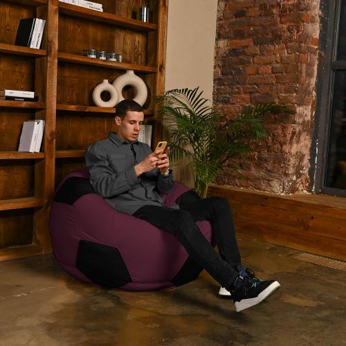 Крісло мішок М'яч Оксфорд 120см Студія Комфорту Великий Бордовий + Чорний