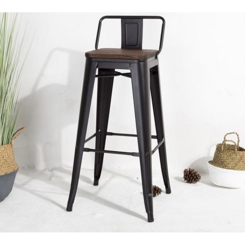 Стілець напівбарний SDM Толікс Вуд метал/сидіння дерево/висота 76 см глянсовий Чорний