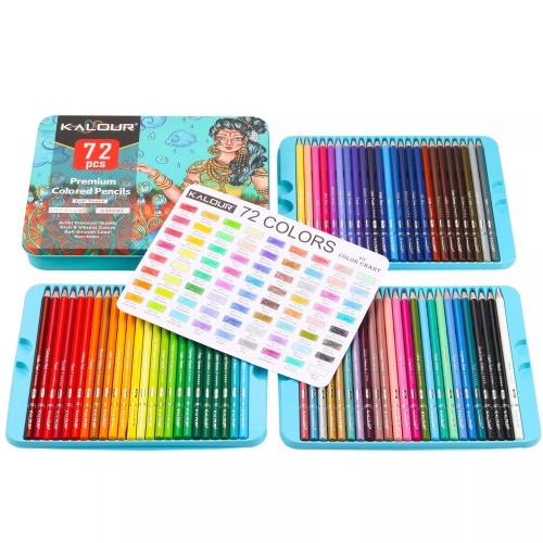 Преміум-набір кольорових масляних олівців KALOUR 72 кольори в металевій коробці в інтернет супермаркеті PbayMarket!