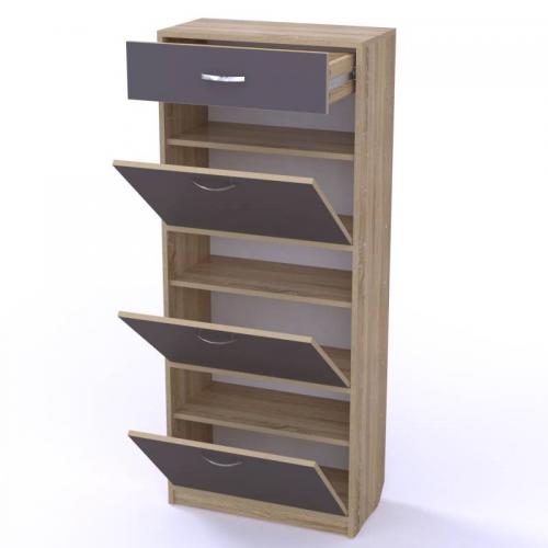 Тумба для взуття Тиса Мебель ТО-114 1 Сонома Графіт 145x60 см Тумба для взуття Тиса Мебель ТО-114 1 Сонома Графіт 145x60 см