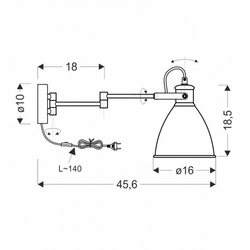 Бра Candellux Espera 45.6x18.5 см Чорний (21-85238)