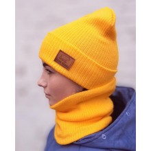 В'язана шапка з хомутом демісезонна КАНТА унісекс розмір дорослий жовтий (OC-924)