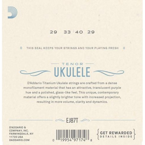 Струни для укулеле D'Addario EJ87T Titamium Tenor Ukulele Strings 29/29 Струни для укулеле D'Addario EJ87T Titamium Tenor Ukulele Strings 29/29