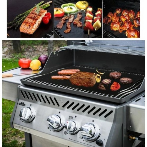 Тефлоновий килимок для гриля No Brand BBQ grill sheet з антипригарним покриттям 33x40 см Чорний (2104618536) Тефлоновий килимок для гриля No Brand BBQ grill sheet з антипригарним покриттям 33x40 см Чорний (2104618536)