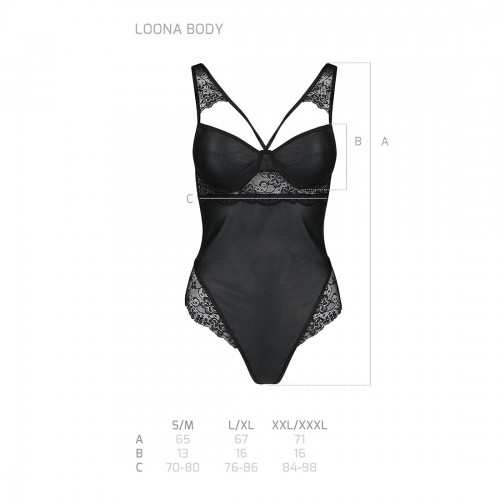 Боді з еко-шкіри та мережива Loona Body black S/M - Passion в інтернет супермаркеті PbayMarket!