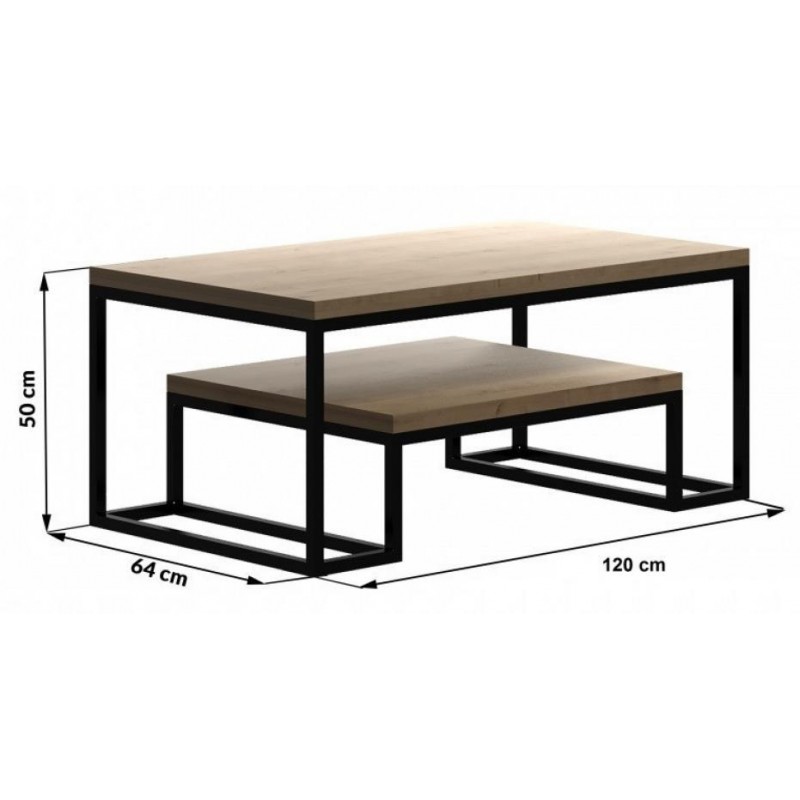 Кавовий журнальний столик у стилі Loft NS-465 530x1200x620 мм Черный