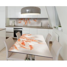 Наклейка 3Д вінілова на стіл Zatarga «Гілочка кольору охри» 600х1200 мм для будинків, квартир, столів, кав'ярень,