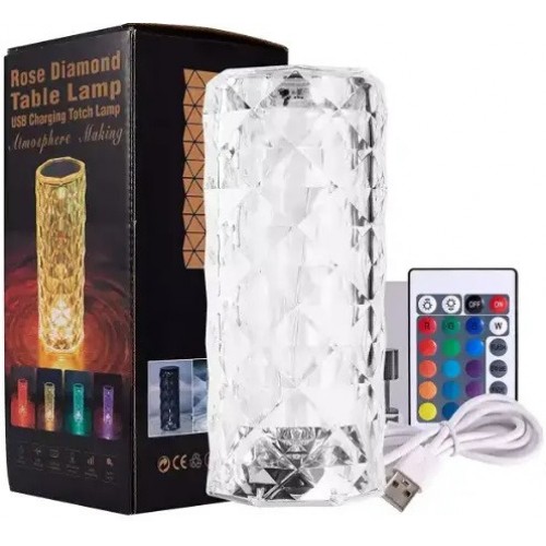Настільна світлодіодна кристалічна лампа RIAS Rose Diamond RGB з пультом (3_04418) Настільна світлодіодна кристалічна лампа RIAS Rose Diamond RGB з пультом (3_04418)