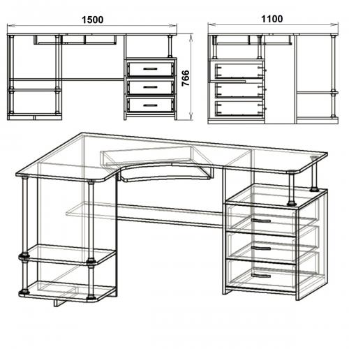 Стіл кутовий СУ 4 Компаніт 150х110х77 см Німфея альба Стіл кутовий СУ 4 Компаніт 150х110х77 см Німфея альба