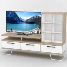 Тумба під телевізор Тиса Мебель ТВ-418 Дуб сонома Білий 12,5x44x182 см