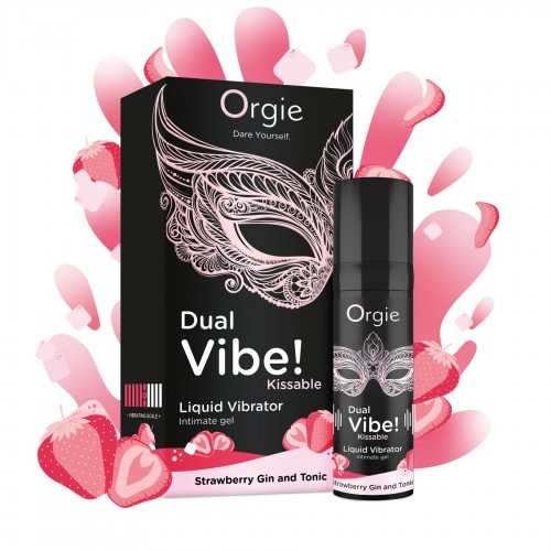 Рідкий вібратор Orgie Dual Vibe! Strawberry Gin & Tonic Kissable Liquid Vibrator, 15 мл Рідкий вібратор Orgie Dual Vibe! Strawberry Gin & Tonic Kissable Liquid Vibrator, 15 мл