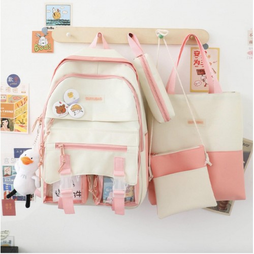 Рюкзак шкільний для дівчинки Hoz Kay 4 в 1 Білий/пудра (SK001591) в інтернет супермаркеті PbayMarket!