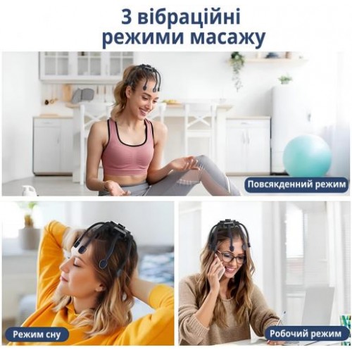 Масажер для голови акумуляторний 3D No Brand 8 головок 3 режими Чорний (MSGHDR-0039) Масажер для голови акумуляторний 3D No Brand 8 головок 3 режими Чорний (MSGHDR-0039)