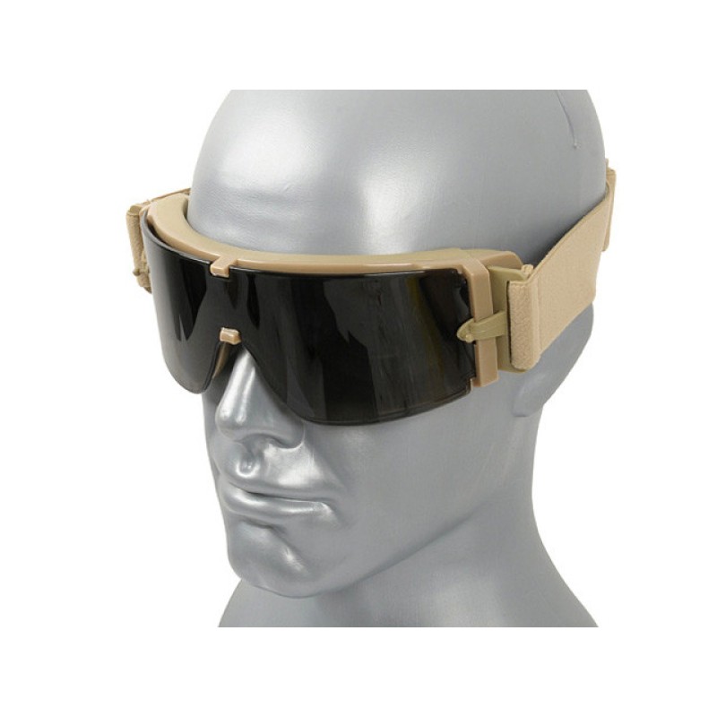 Тактичні окуляри панорамні вентильовані PJ Masks 3 лінзи MA-43-T Бежевий