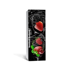 Наклейка на холодильник Zatarga «Ягоди на чорному» 650х2000 мм вінілова 3Д наклейка декор на кухню