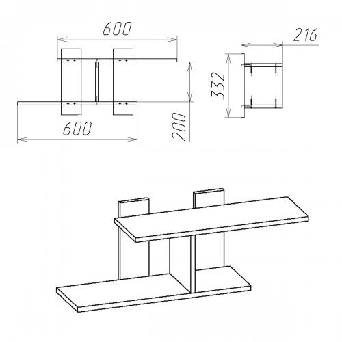 Полиця настінна П 18 Компанит Вільха Полиця настінна П 18 Компанит Вільха