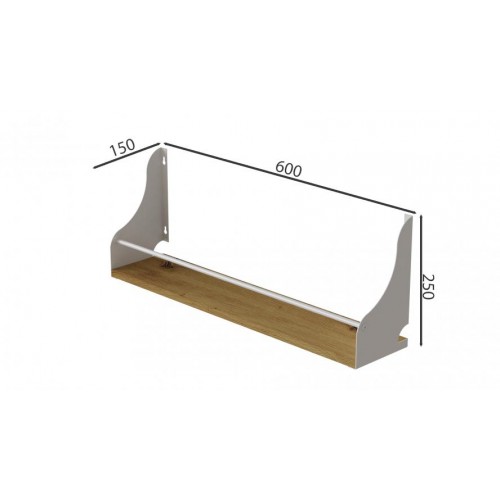 Полиця настінна Ferrum-decor Ізі 260x600x150 метал Білий ДСП Дуб Артізан 16 мм (IZI0034) в інтернет супермаркеті PbayMarket!