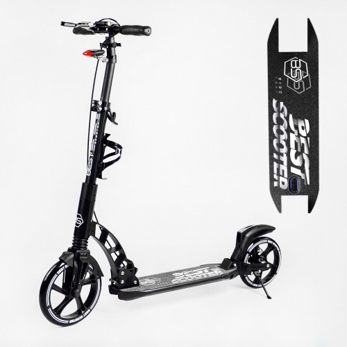 Двоколісний складаний самокат ліхтарик 2 амортизатора дискове гальмо Best Scooter 100 кг Black (114291) Двоколісний складаний самокат ліхтарик 2 амортизатора дискове гальмо Best Scooter 100 кг Black (114291)