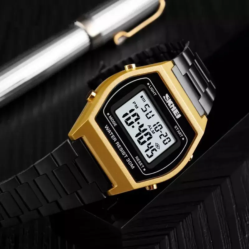 Наручний електронний ретро-годинник Skmei 1328 Золотистий