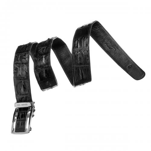 Ремінь-автомат CROCODILE LEATHER із натуральної шкіри крокодила каймана Чорний (18236) Ремінь-автомат CROCODILE LEATHER із натуральної шкіри крокодила каймана Чорний (18236)