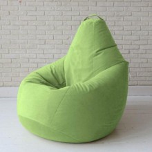 Безкаркасне крісло мішок груша з внутрішнім чохлом Coolki Велюр Салатовий XL105x85