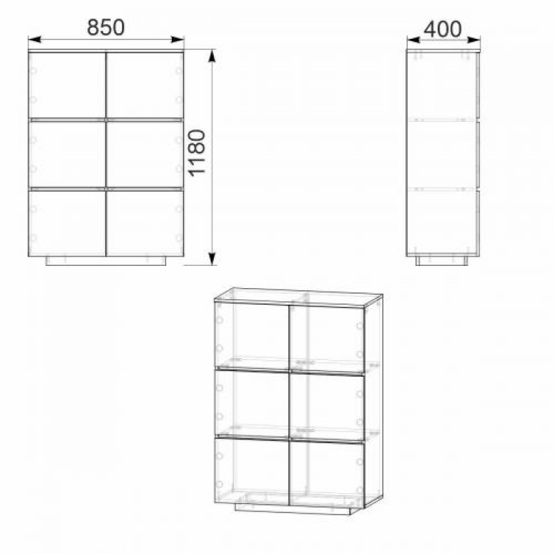 Комод Тумба 2 Компанит МГ 5 85х40х118 см Бук