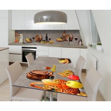 Наклейка 3Д вінілова на стіл Zatarga «Винний диспенсер» 650х1200 мм для будинків, квартир, столів, кафе