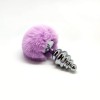 Металева анальна пробка Кролячий хвостик Alive Fluffy Twist Plug L Purple, діаметр 3,8 см в інтернет супермаркеті PbayMarket!