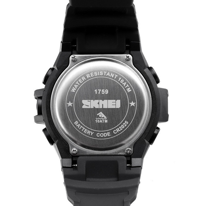 Чоловічий спортивний наручний годинник Skmei 1759 водонепроникні 10 АТМ Чорний
